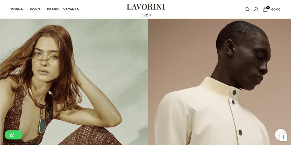 Homepage e-commerce Lavorini 1929